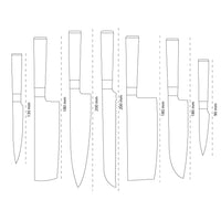 Shinrai Knives - Ensemble de 7 couteaux en damas martelé BR