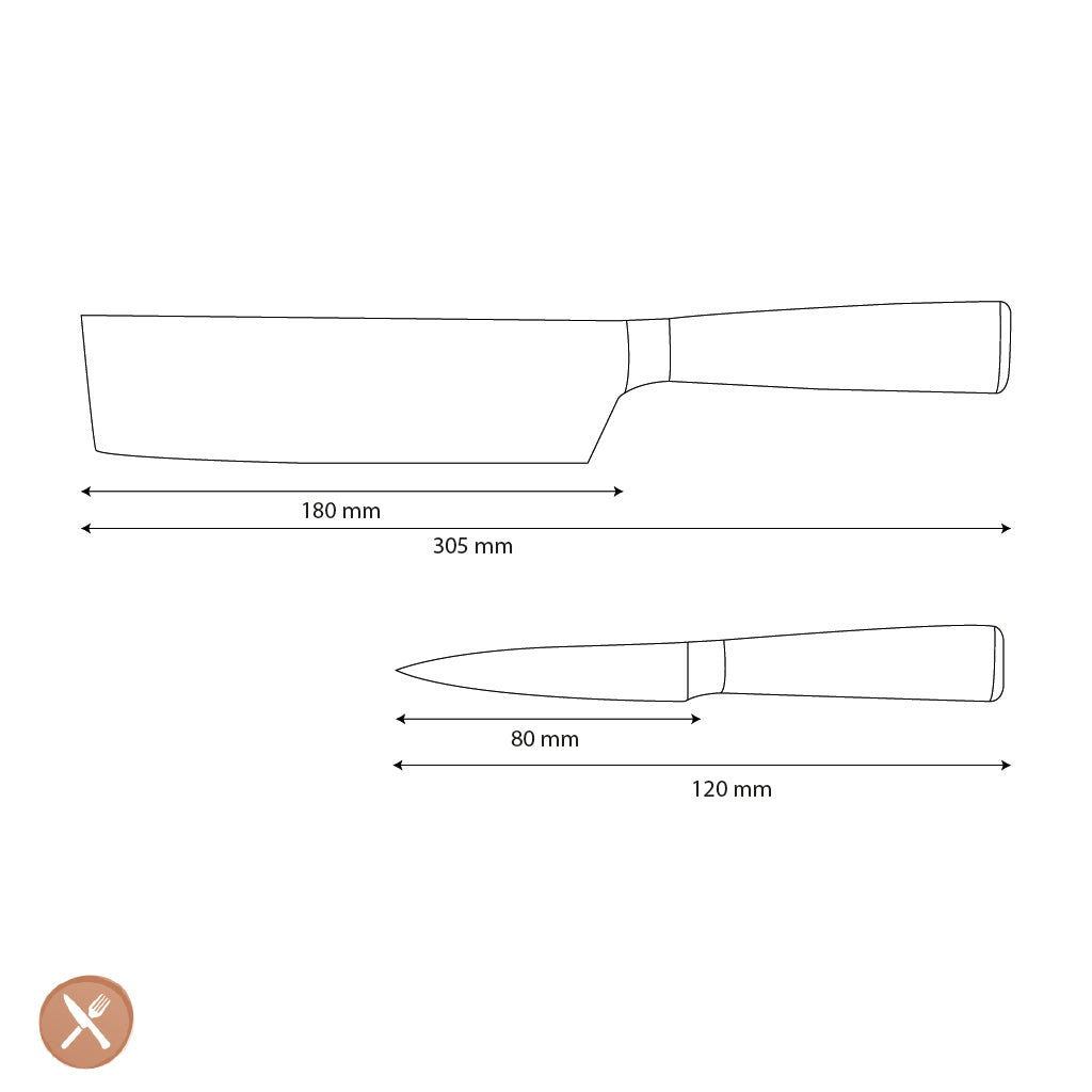 Couteaux Shinrai - Ensemble de 2 couteaux imprimés Damas - Nakiri + couteau d'office