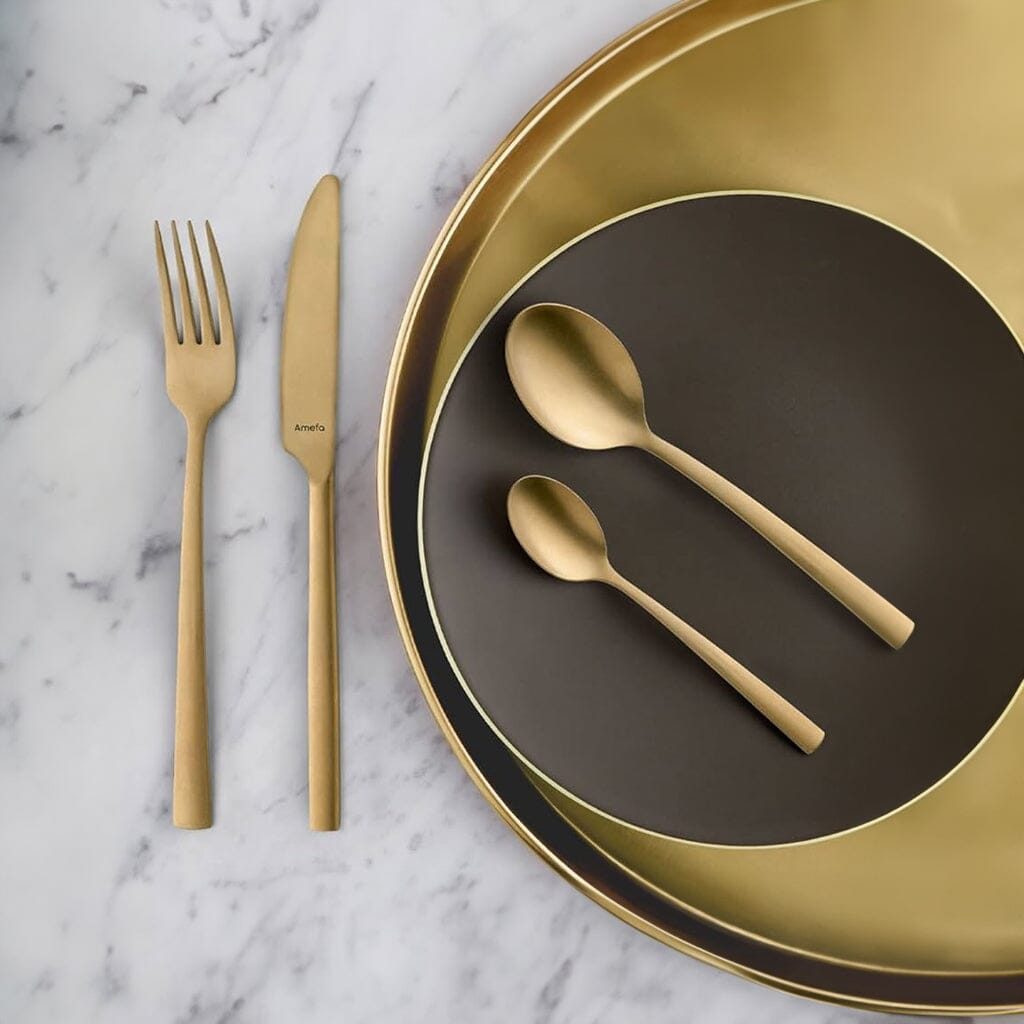 Amefa - Manille Stonewash 16-delige Bestekset - Goud Bestekset Amefa