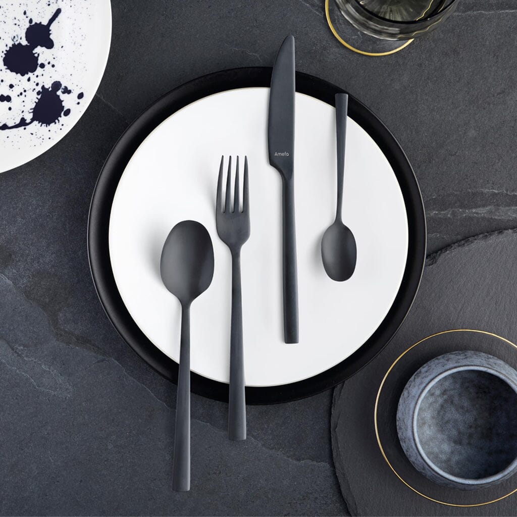 Amefa - Manille Stonewash 16-delige Bestekset - Zwart Bestekset Amefa