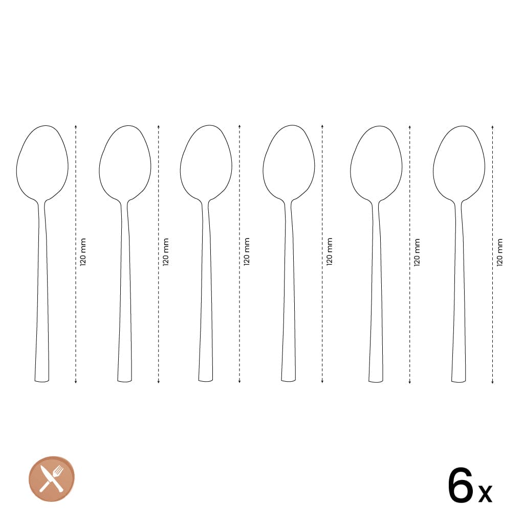 Amefa - Ventura 6 Theelepels - Mat Zilver Theelepels Amefa