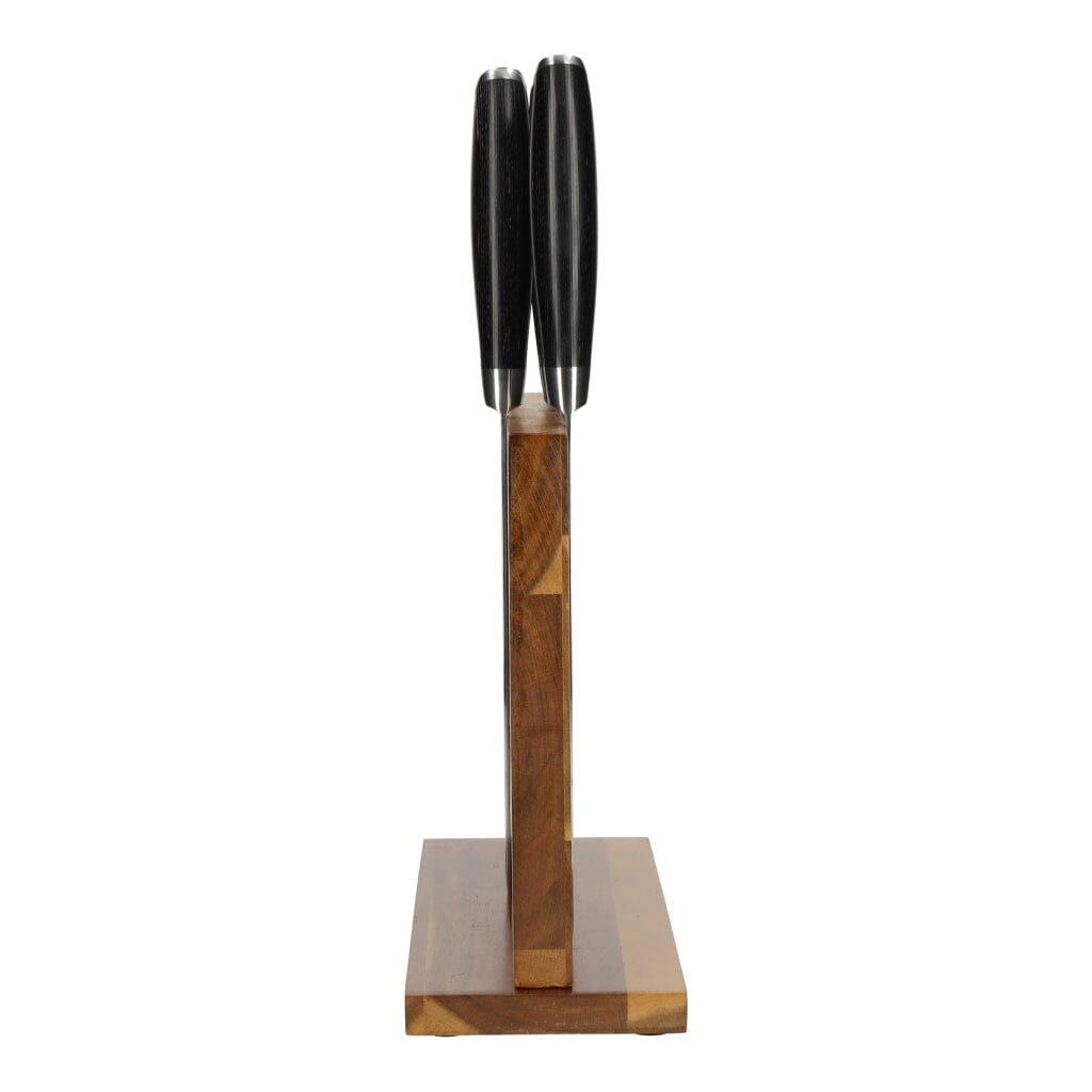 Damast Pakka Wood 6-delige Messenset + Magnetisch Messenblok Messenset met blok Shinrai Japan