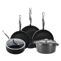 GreenPan - Barcelona Pro XL 6-delige Pannenset 20/24/24/28/22 cm - 2 koekenpannen + stoofpan met deksel + wokpan + braadpan Pannenset GreenPan