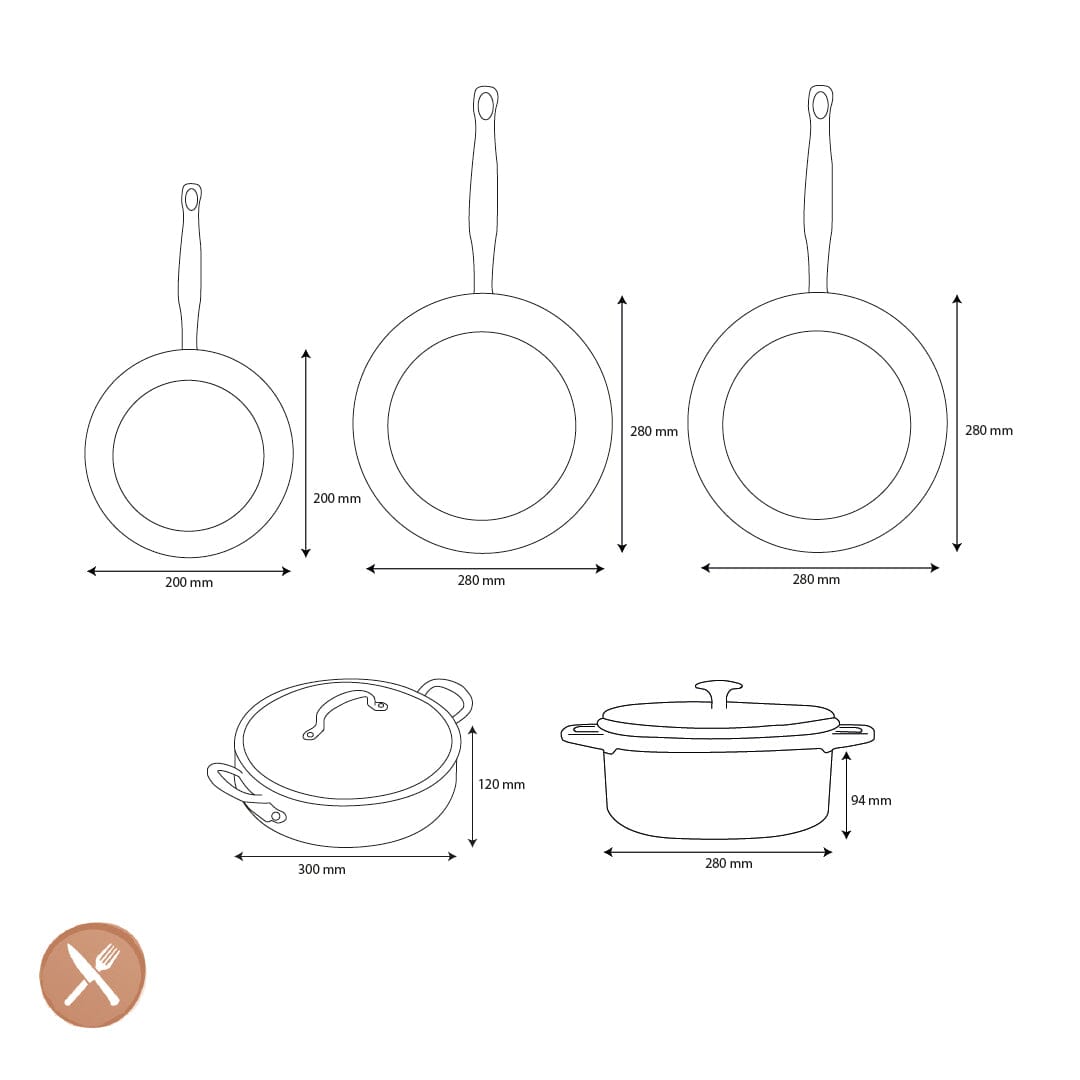 GreenPan - Barcelona Pro XL 6-delige Pannenset 20/28/30/28/28 cm - 2 koekenpannen + stoofpan met deksel + wokpan + braadpan Pannenset GreenPan