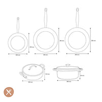 GreenPan - Barcelona Pro XL 6-delige Pannenset 20/28/30/28/28 cm - 2 koekenpannen + stoofpan met deksel + wokpan + braadpan Pannenset GreenPan