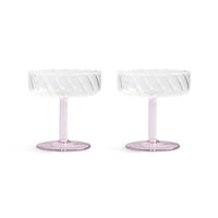 &Klevering - Coupe twirl roze set van 2 Cocktail glazen &Klevering