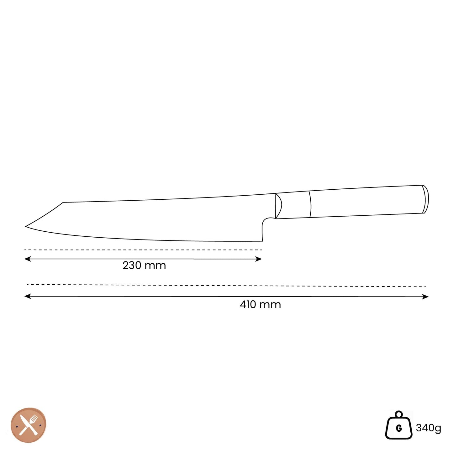 Kuro - Japanse Kiritsuke 23 cm Kiritsukemes Satake