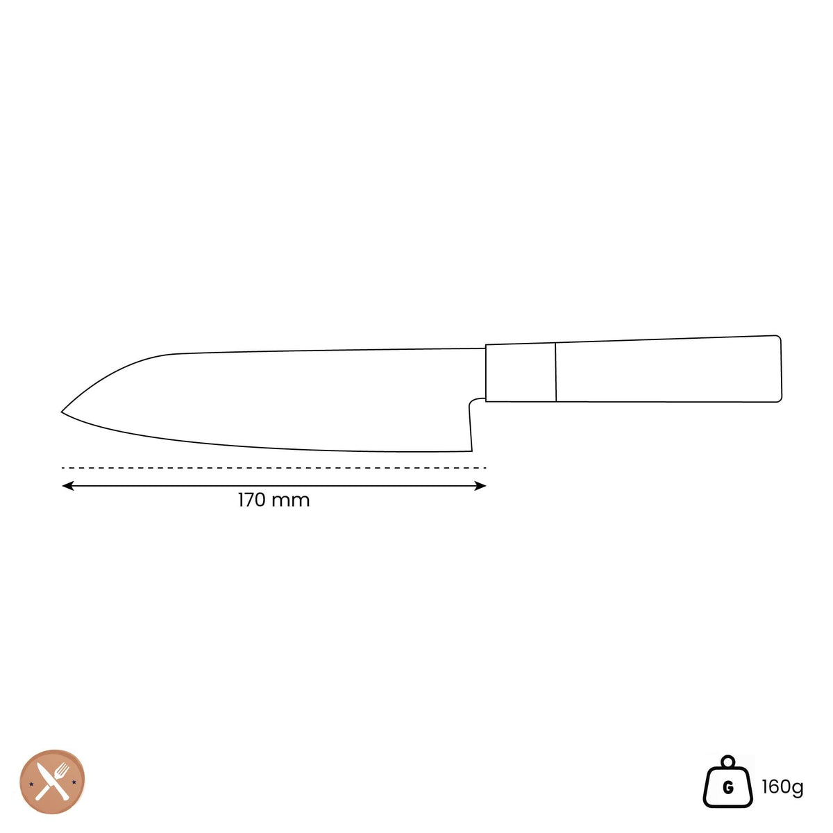 Satake - Japanse santoku mes Magnolia Wood 17 cm Santokumes Satake