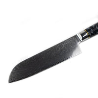 Shinrai Japan - Epoxy Onyx 6-delige Damascus Messenset + Magnetisch Messenblok Scalae - Acacia hout Messenset met blok Shinrai Japan