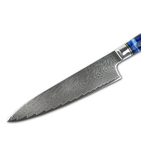 Shinrai Japan - Epoxy Sapphire 6-delige Damascus Messenset + Magnetisch Messenblok Scalae - Acacia hout Shinrai Japan