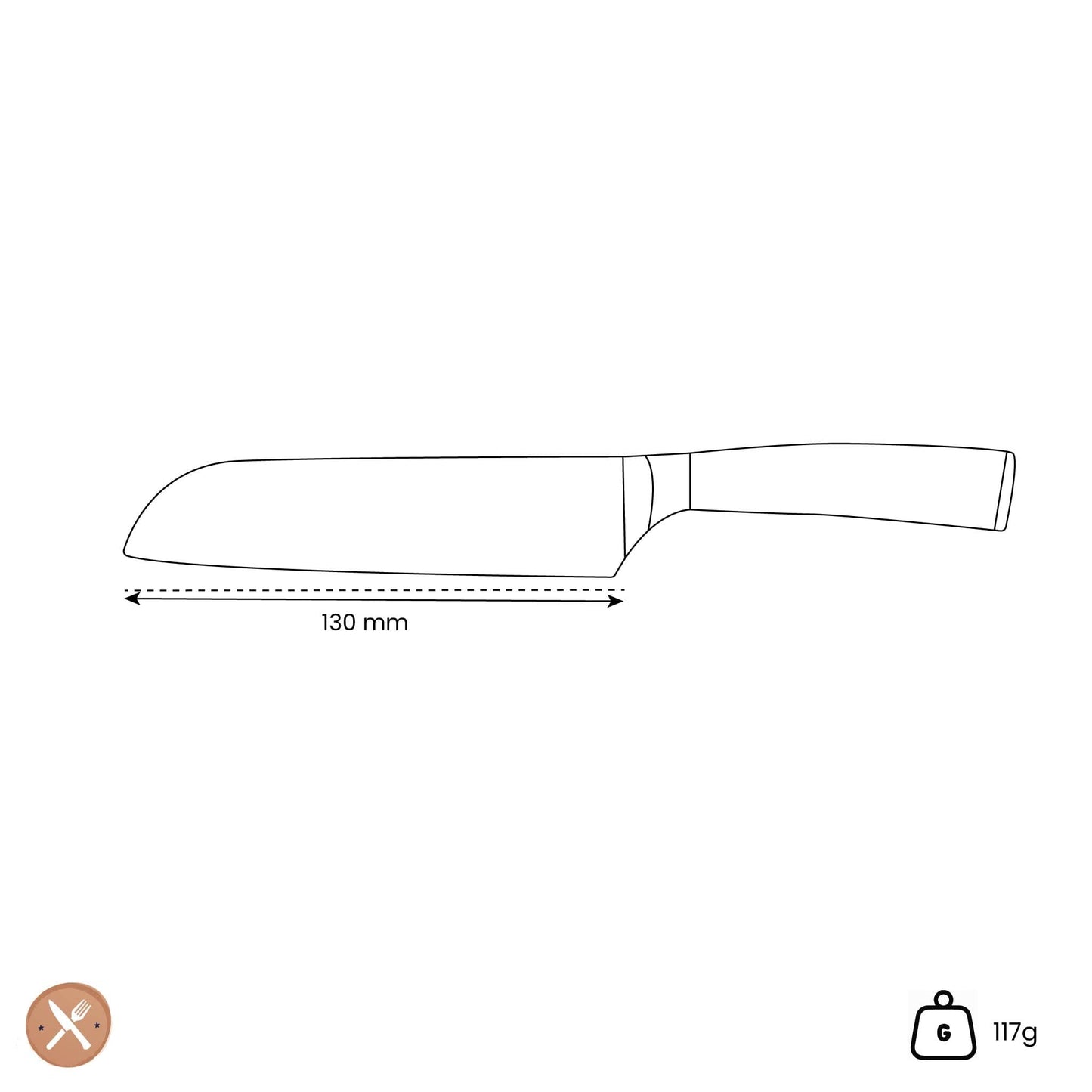 Shinrai Japan - Hammered RVS Santoku mes 13 cm Santokumes Shinrai Japan