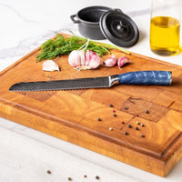 Shinrai Knives - Damascus Print Epoxy Sapphire 5-delige Messenset - Koksmes + Broodmes + Nakiri + Kleine Santoku + Schilmes Messenset Shinrai Knives