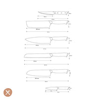 Shinrai Knives - Eclipse Series 6-delige Damascus Messenset Messenset Shinrai Knives