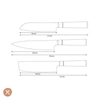Shinrai Knives - Epoxy Onyx 3-delige Damascus Messenset - Koksmes + Nakiri + Santoku Messenset Shinrai Knives