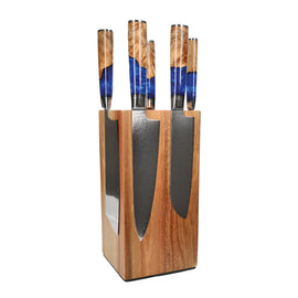 Shinrai Knives - Epoxy Sapphire 6-piece Knife Set + Knife Block Rotate Shinrai Knives - Epoxy Sapphire 6-delige Messenset + Messenblok Rotate Messenset met blok Shinrai Knives