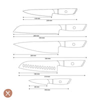 Shinrai Knives - Hikari Damascus 5-delige messenset + Messenblok Rotate Messenset met blok Shinrai Knives