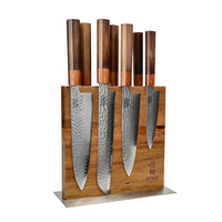 Shinrai Knives - Kigami Exclusive Damascus 7-delige messenset + Messenblok Cito dubbelzijdig Messenset met blok Shinrai Knives
