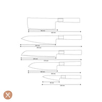 Shinrai Knives - Kurayami 5-delige Damascus Messenset - Koksmes + Broodmes + Nakiri + Santoku + Schilmes Messenset Shinrai Knives