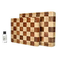 Shinrai Knives - Luxe Snijplank Schaak - Kopshout - Bundel Houten snijplank Shinrai Knives