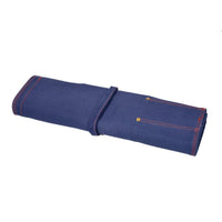 Couteaux Shinrai - Étui à couteaux en toile et cuir de haute qualité, bleu foncé