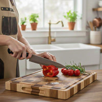 Shinrai Knives - Schaak Snijplank Acaciahout - Kopshout - 40 x 30 x 4.5 cm Houten snijplank Shinrai Knives