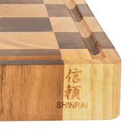Shinrai Knives - Schaak Snijplank Acaciahout - Kopshout - 40 x 30 x 4.5 cm Houten snijplank Shinrai Knives