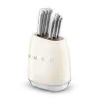 SMEG - Messenblok met 6 messen Creme Messenset met blok Smeg