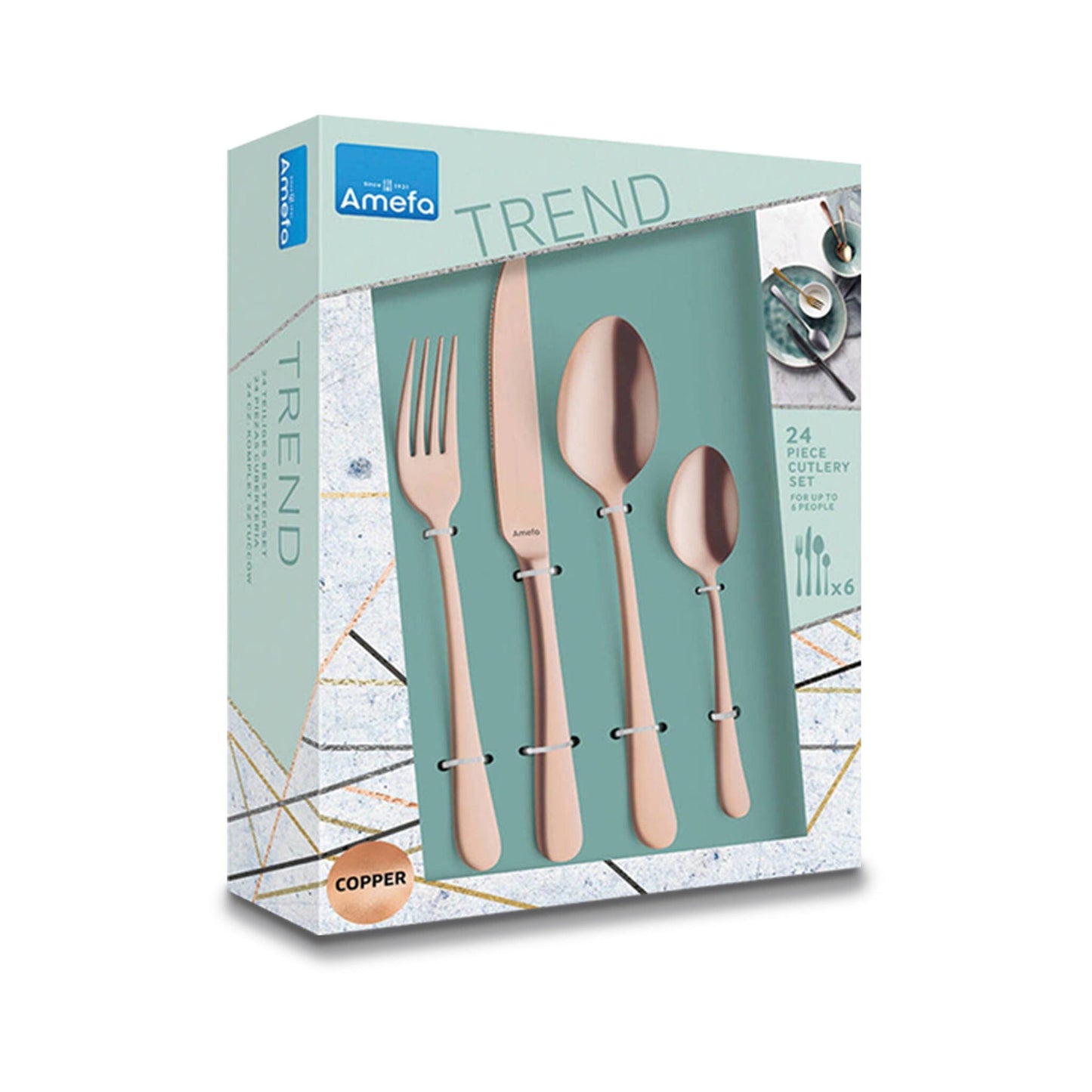 Amefa - Austin 24-delige Bestekset 6 Personen - Mat Koper Bestekset Amefa