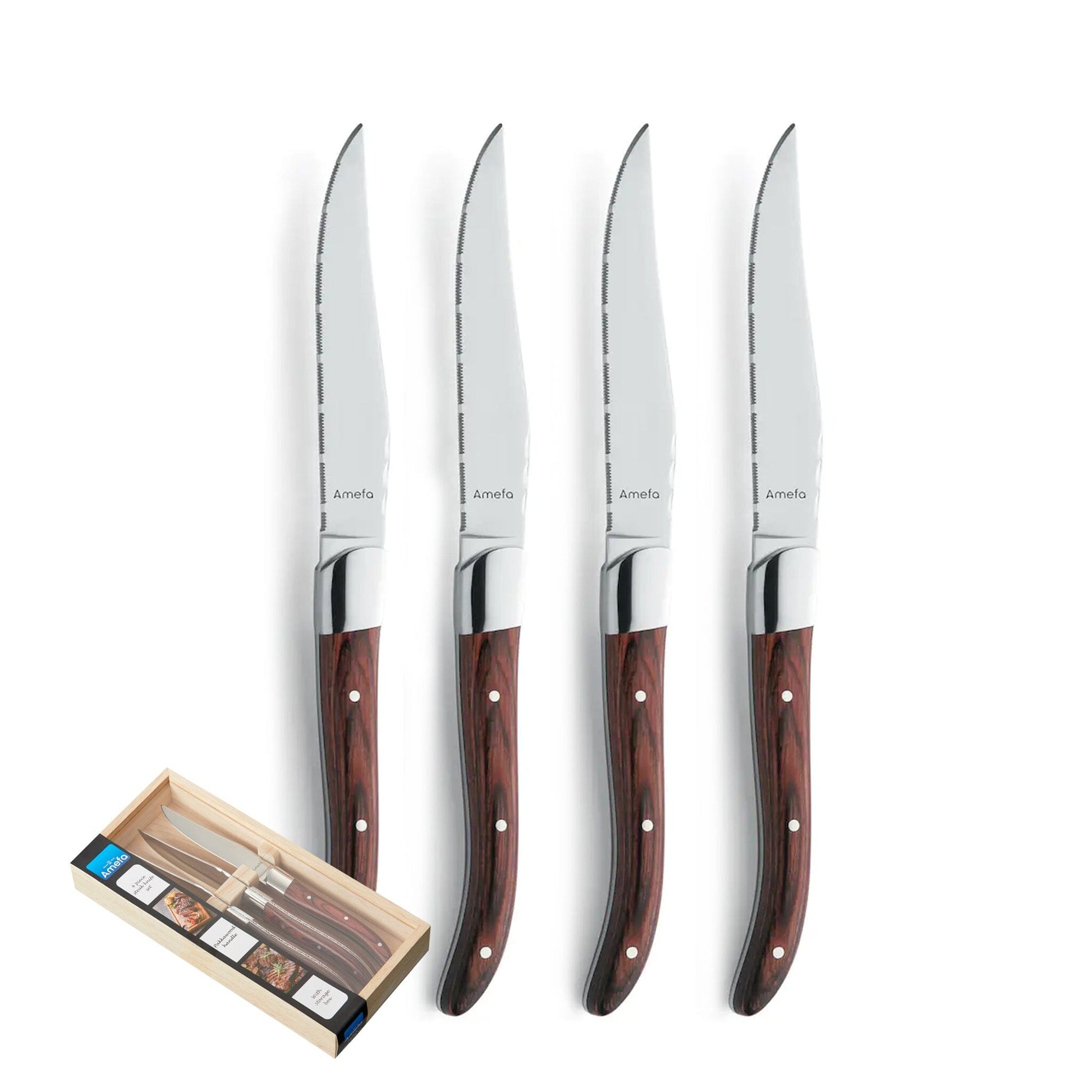 Amefa - Royal Steak 4 Steakmessen - Maroon Brown Bestekset Amefa