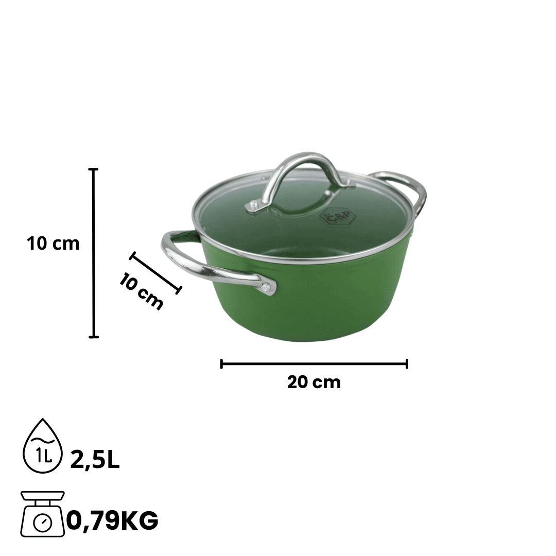 By C&P - Go Green Kookpan 20 cm met glazen deksel By C&P