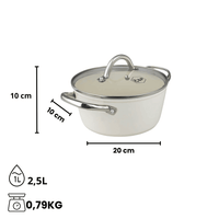 By C&P - Go Ivory Kookpan 20 cm met glazen deksel By C&P