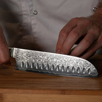 Damast Pakka Wood - Damascus Santoku 18 cm Keukenmessen Shinrai Japan