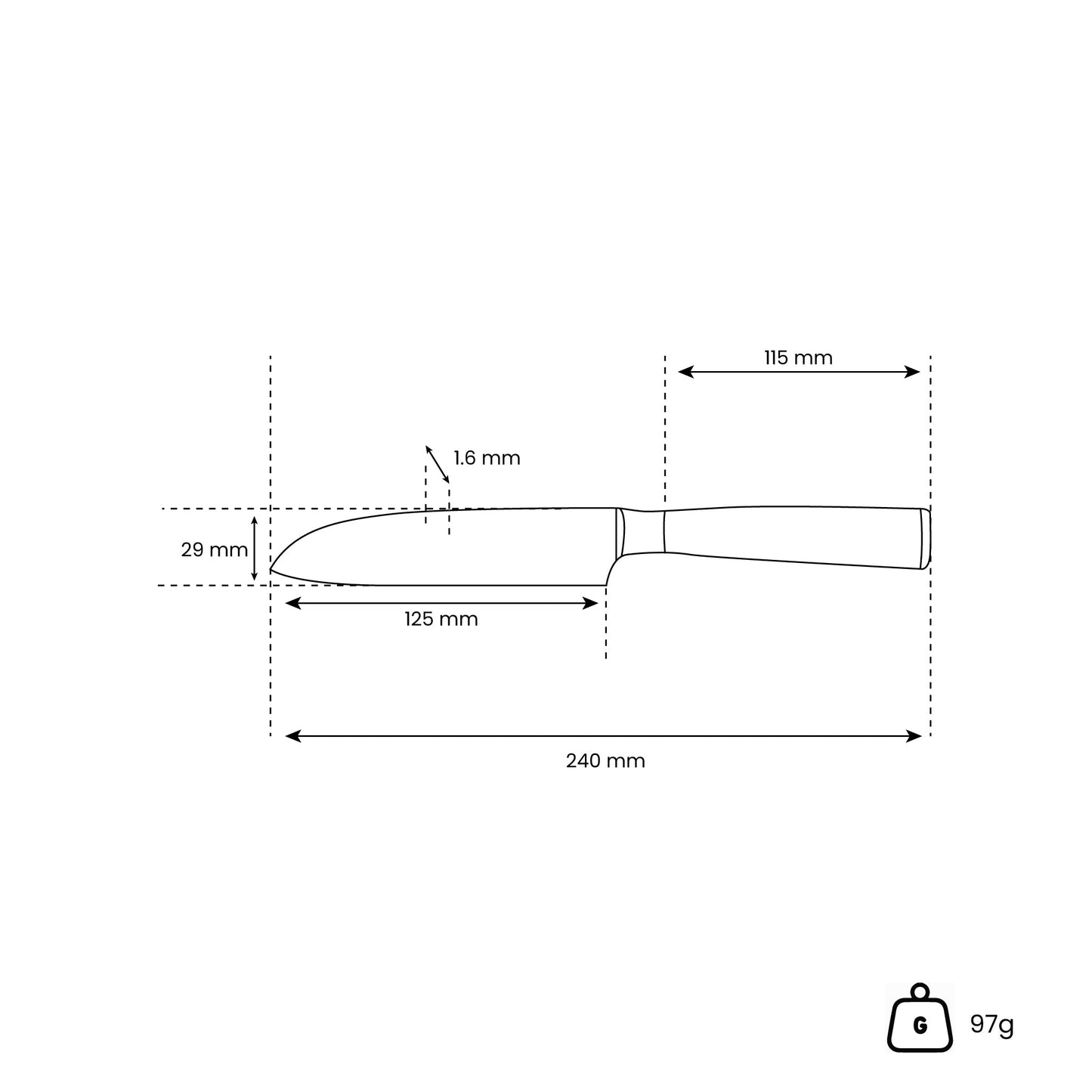 Japanse Damascus Print Series - Klein Santoku mes (13cm) Keukenmessen Shinrai Japan
