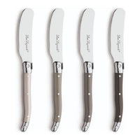 Lou Laguiole - 4-pc butterspreader set in wooden box - mixed colors (pepper/pearl/taupe) Botermessen Lou Laguiole