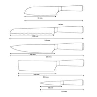 Couteaux Shinrai - Ensemble de 5 couteaux en résine époxy et saphir imprimé Damas - Couteau de chef, couteau à pain, couteau Nakiri, petit Santoku et couteau d'office