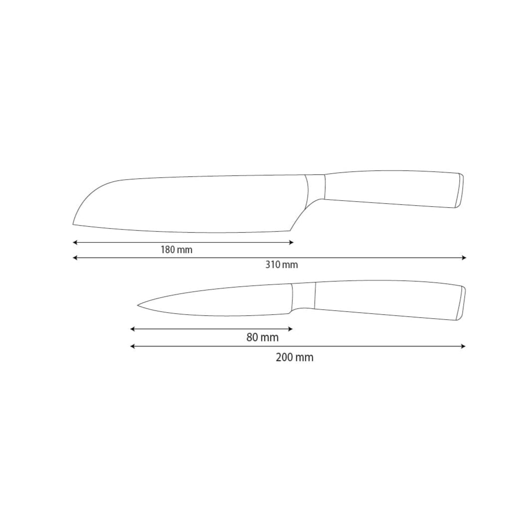 Shinrai Knives - Ensemble de 2 couteaux en acier inoxydable martelé - Santoku + couteau d'office