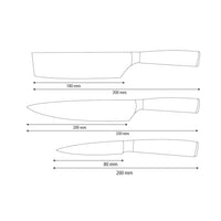 Shinrai Knives - Hammered Stainless Steel 3-Piece Knife Set - Chef's Knife + Nakiri + Paring Knife