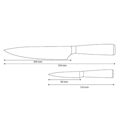 Couteaux Shinrai - Ensemble de 2 couteaux Damascus Print Epoxy Onyx - Couteau de chef + Couteau d'office