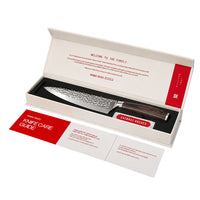 Shinrai Knives - Ensemble de 5 couteaux en acier inoxydable martelé - Couteau de chef + Couteau à pain + Nakiri + Petit Santoku + Couteau d'office