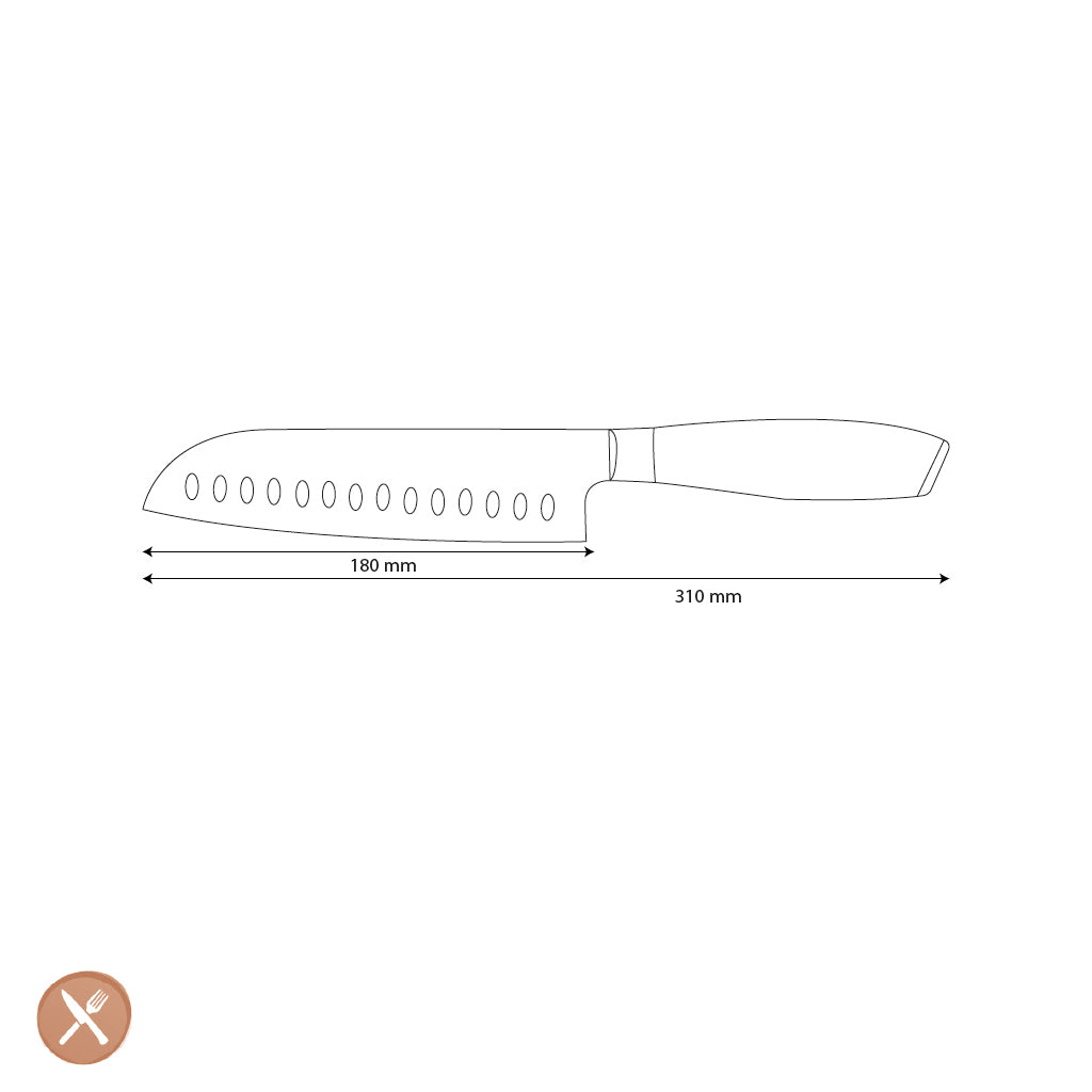 Shinrai Knives - Damask Pakka Wood Santoku 18 cm
