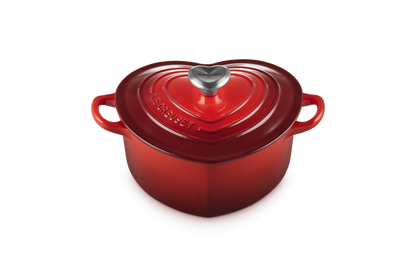 Le Creuset - Braadpan "Hart" in Geëmailleerd Gietijzer met RVS Hartjesknop