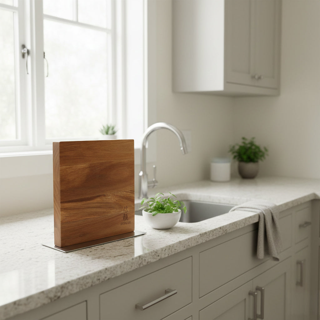 Shinrai Knives - Magnetic Knife Block Cito Double Sided - Acacia Wood