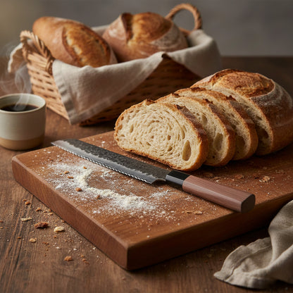 Shinrai Japon - Couteau à pain Kurayami Damas 20 cm