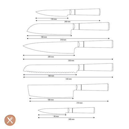 Shinrai Knives - Epoxy Onyx Damascus 6-piece Damascus Knife Set