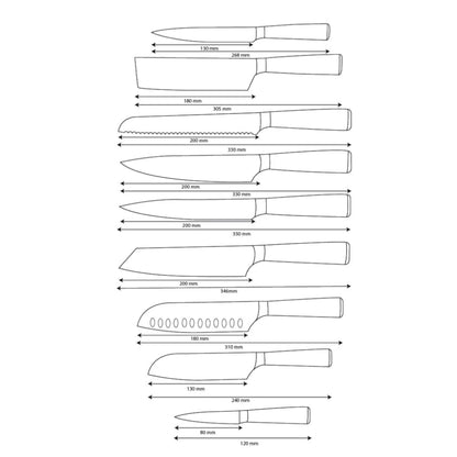 Shinrai Knives - Ensemble de couteaux 9 pièces imprimé Damas