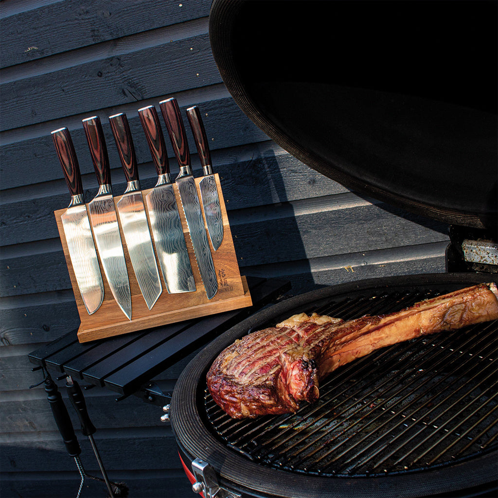 Shinrai Knives - Damascus Print 7-piece Knife Set 