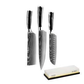 Epoxy Onyx Damascus Print 3-Piece Knife Set - Combideal XL