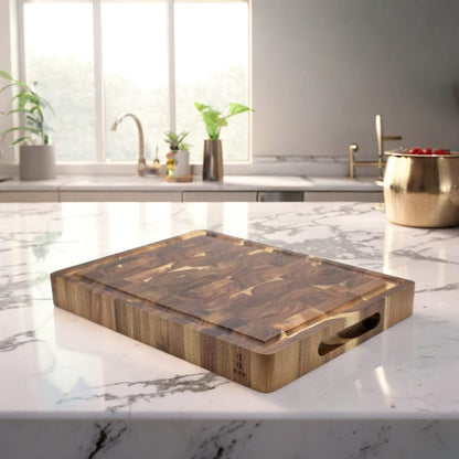 Shinrai Knives - Luxury Cutting Board Acacia Wood - End grain - 40 x 30 x 4.5 cm