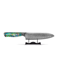 Shinrai Knives - Mother of Pearl Jewels Damascus Santoku knife 18 cm