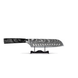 Shinrai Knives - Damascus Print Onyx Epoxy Santoku knife 18cm